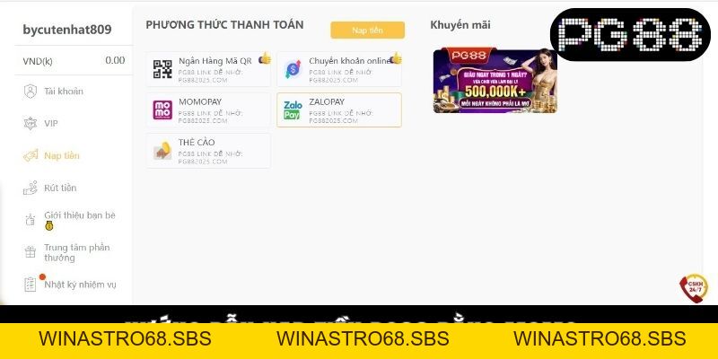 Hướng Dẫn Nạp Tiền PG88 Bằng Momo Chi Tiết Cho Dân Chơi - WINASTRO68.SBS